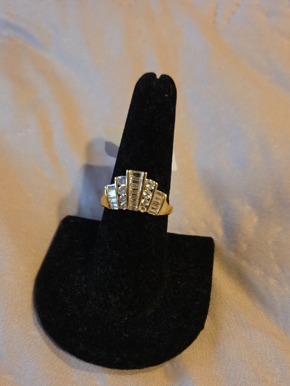 Sayabling Gold-Tone Geometric Baguette & Round Stone Ring - Gold Color Size 7.5